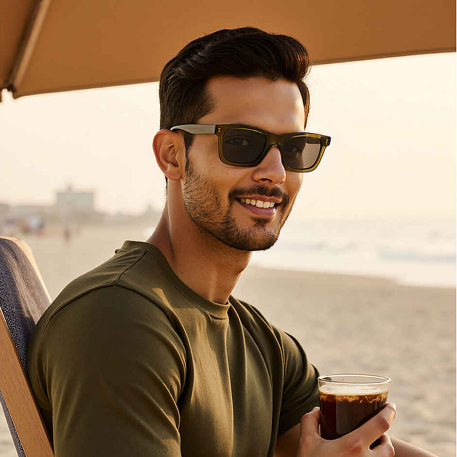 John Jacobs By Lenskart Unisex Solid Acetate Sunglasses | Transparent Green - L