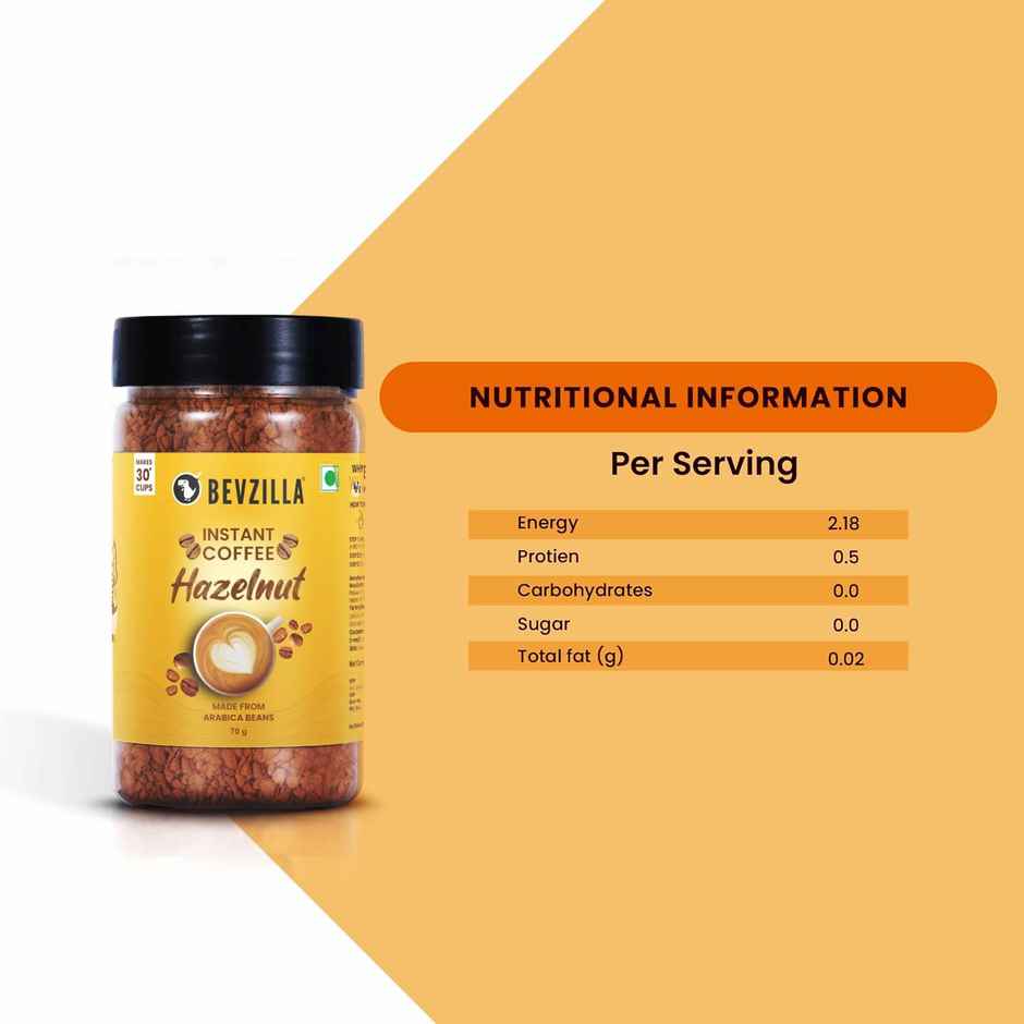 Bevzilla Hazelnut Instant Coffee Powder | Jar