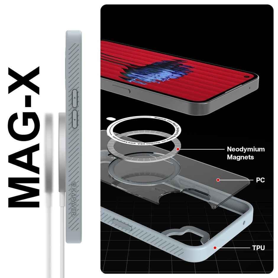 Kapaver Nothing Phone 1 Back Cover Case | Mag X - Gray