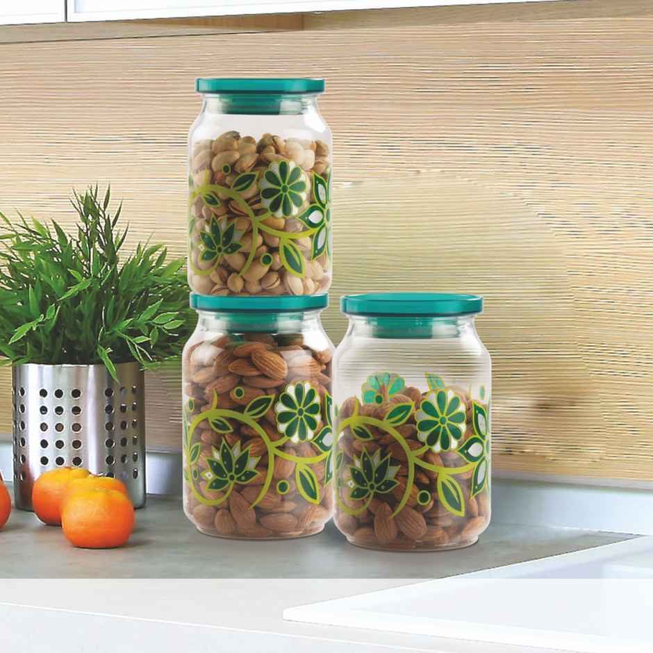 Nayasa Hermit BPA Free Food Grade Airtight Kitchen Storage Stackable Containers | Green - 1 L