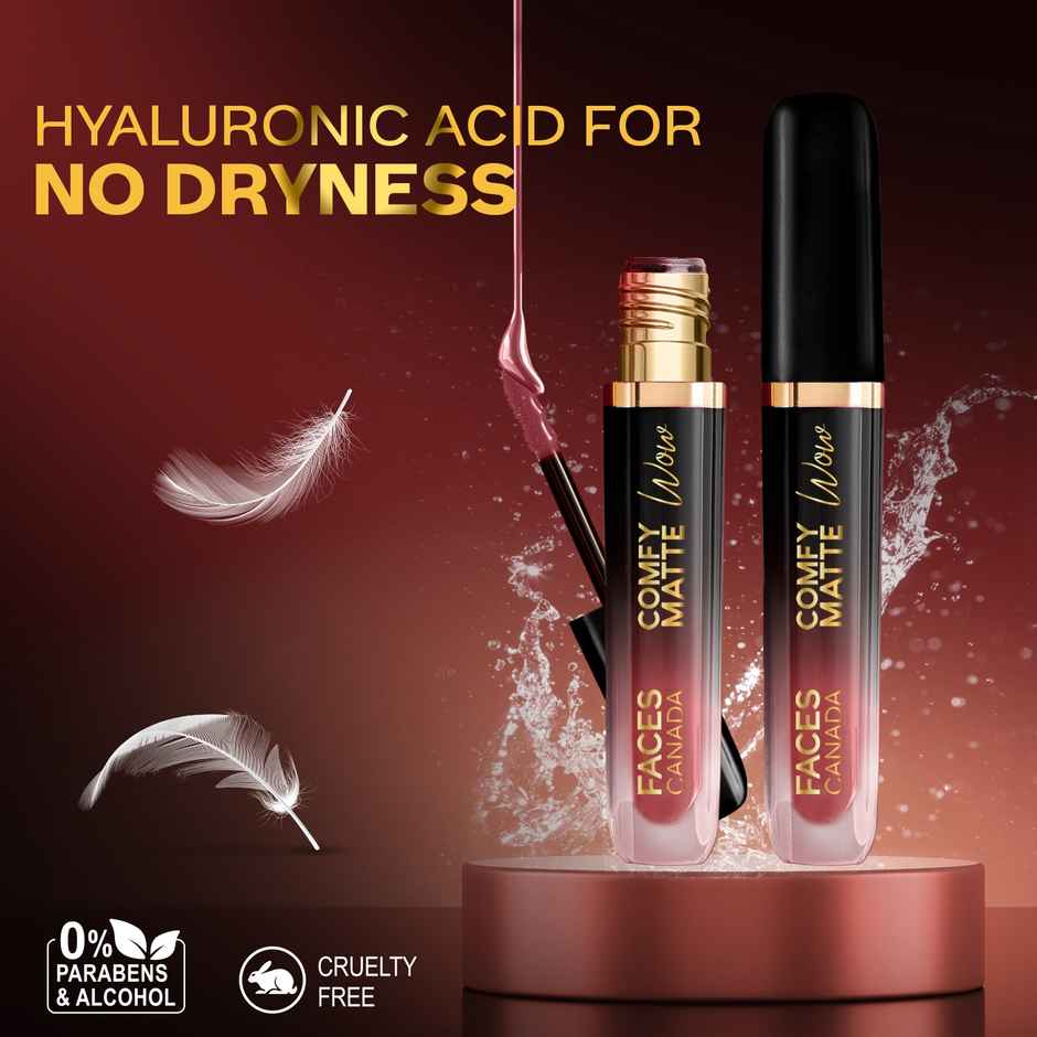 Faces Canada Comfy Matte Wow Liquid Lipstick | Mauve Majesty 02, One Swipe Application