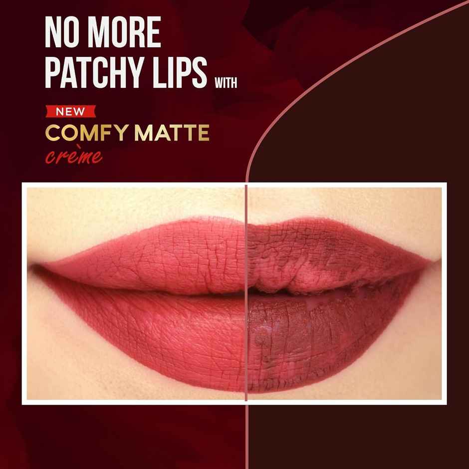 Faces Canada Comfy Matte Creme Lipstick - Sip Of Wine 06, 8HR Long Stay | Intense Color