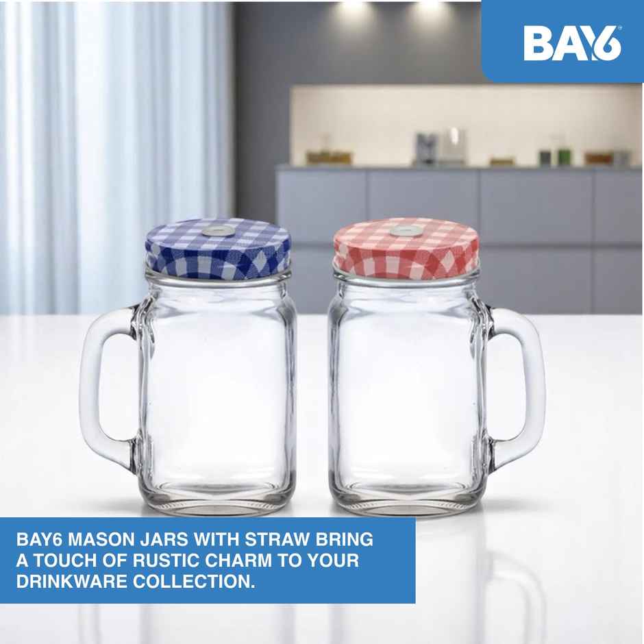 BAY6 Mason Jar Set with Straw - 400 ml - (2pc)