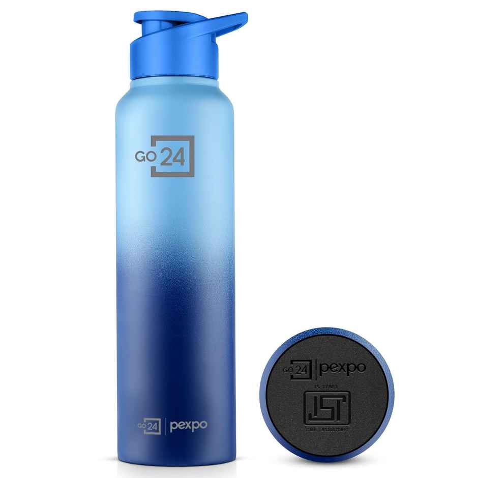 Pexpo Craft Pro Stainless Steel Sports | Fridge Water Bottle with Sipper Cap | Blue & Dark Blue