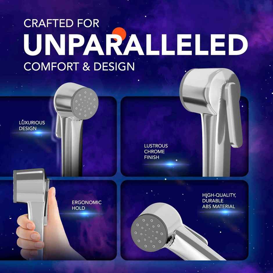 Lorazzo Health Faucet | ABS | Chrome | 1 Meter Hose Pipe | Wall Hook