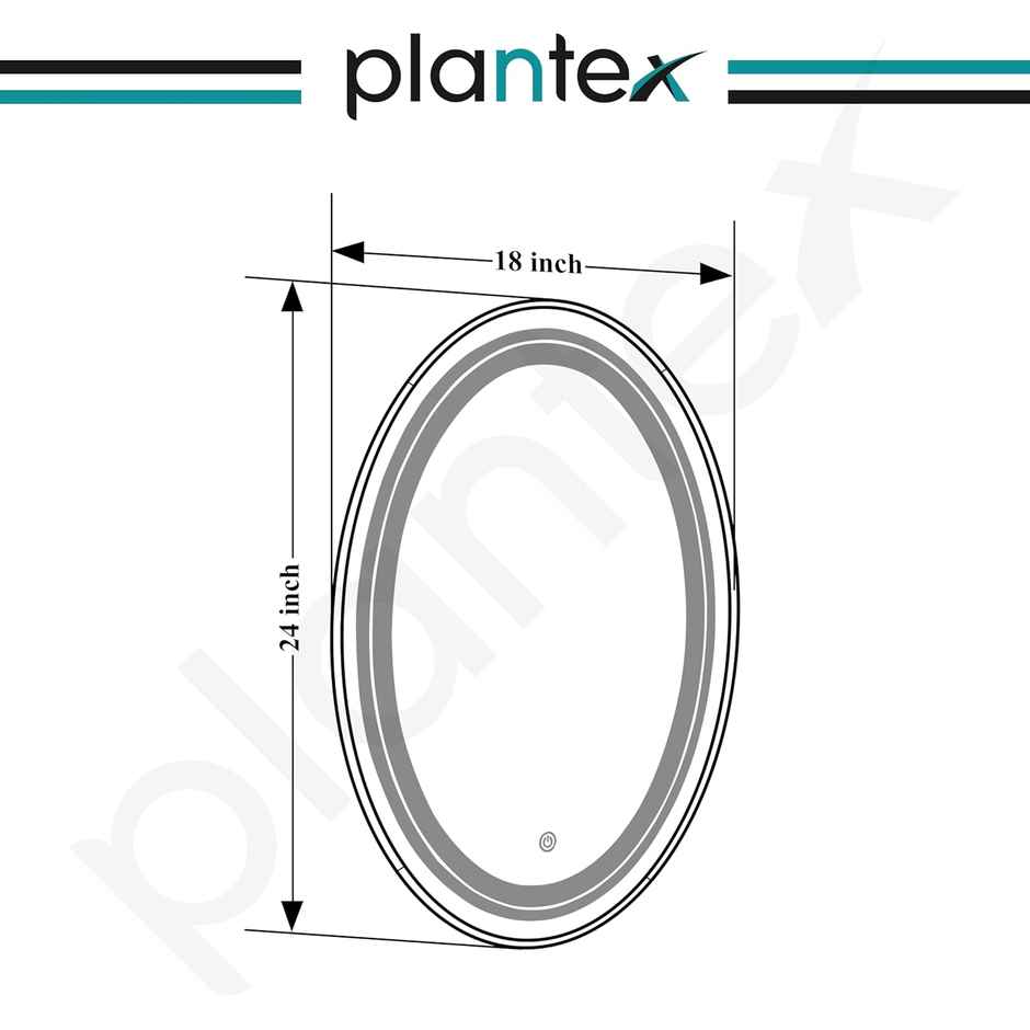 Plantex 18"x24" Glass Bathroom Mirror with LED Lights - Oval
