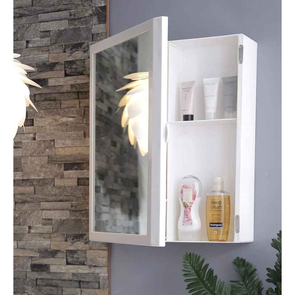 Cipla Plast Abs Flora Plastic Bathroom Mirror Cabinet- White