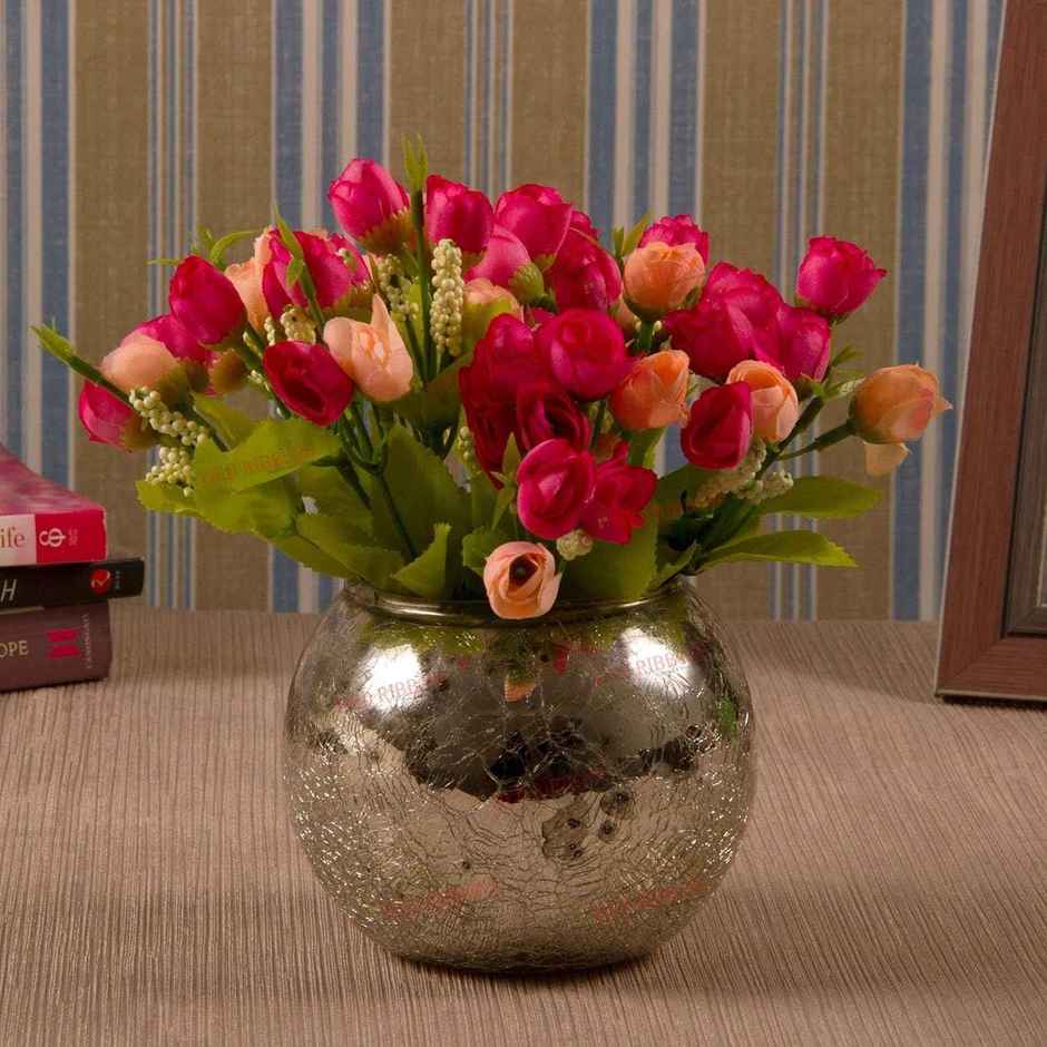 Tied Ribbons Artificial Peony Flowers With Vase