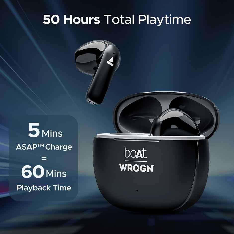 boAt Airdopes 118 Tws Earbuds W/ 50 Hrs Playback, Quad Mics Enx Tech & Beast Mode (Opal Black)