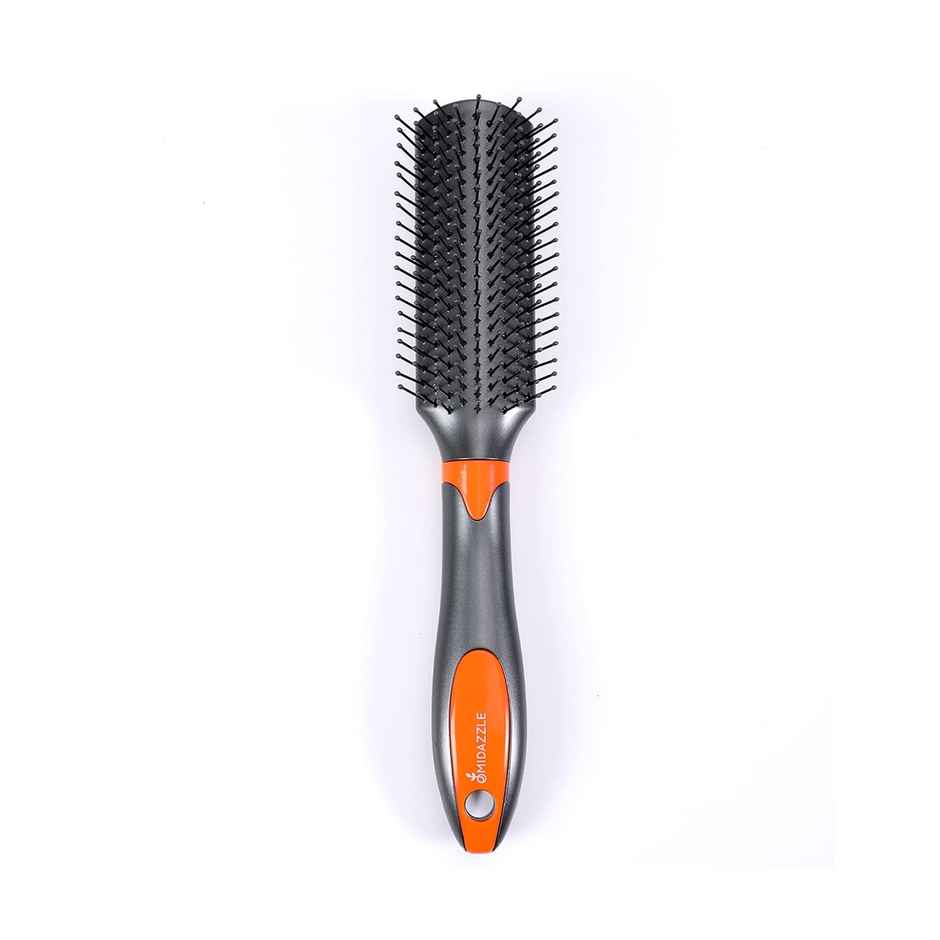 Midazzle Premium Flat Grey and Orange Hair Brush |MIHB0005