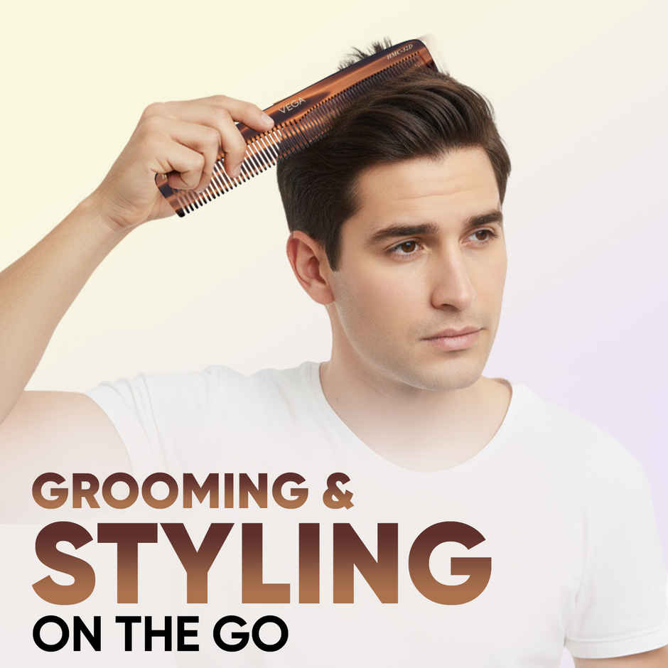 Vega Handcrafted Graduated Dressing Hair Comb made with Cellulose Acetate for Men & Women (HMC-32D)