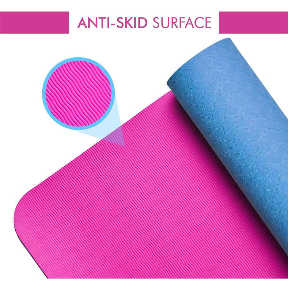 Boldfit Yoga Mat For Women And Men With Cover Bag Tpe Material Extra Thick 6Mm Green Pink