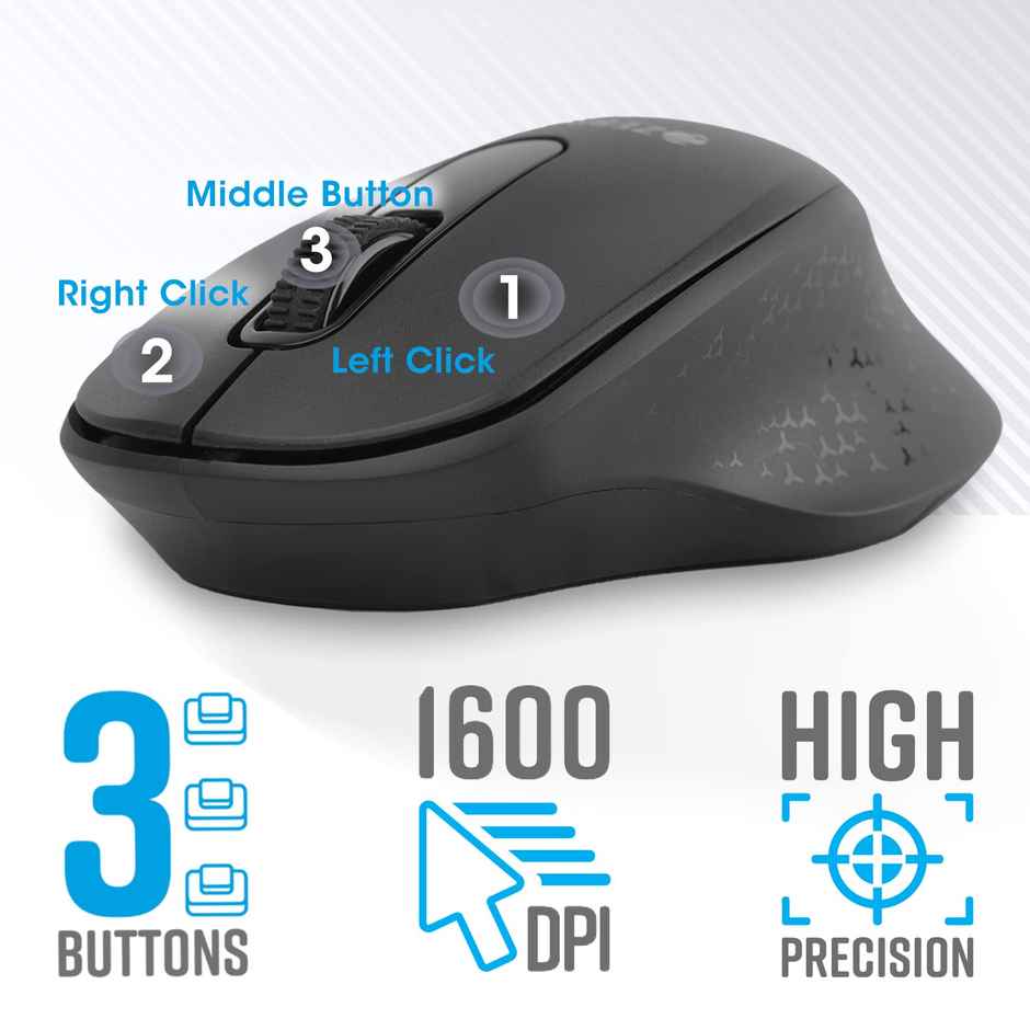 Zebronics Companion 200 Wireless Combo with Silent Operation Mouse, Full Size Keyboard, 1600 DPI, Integrated Multimedia, ON/Off, Power Saving Mode, 2.4GHz Nano Receiver and Plug Play Usage - Black