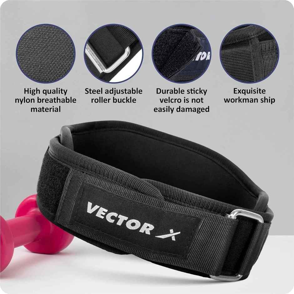 Vector X Go Fit Gym Belt | Large | Quick Locking Weight Lifting Belt 6 Inch | 36 - 40 inch | Assorted