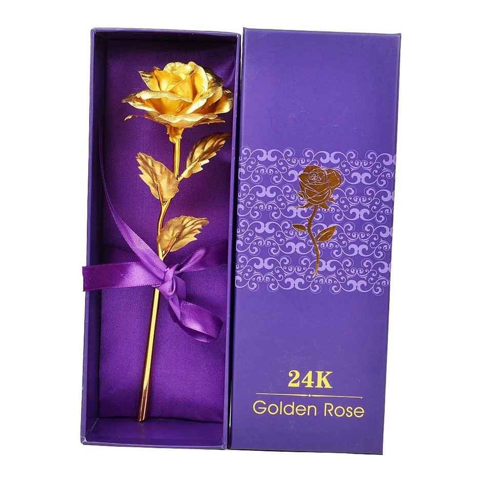 Gold Plated Artificial Rose Flower | Teachers Day Special | Party Propz