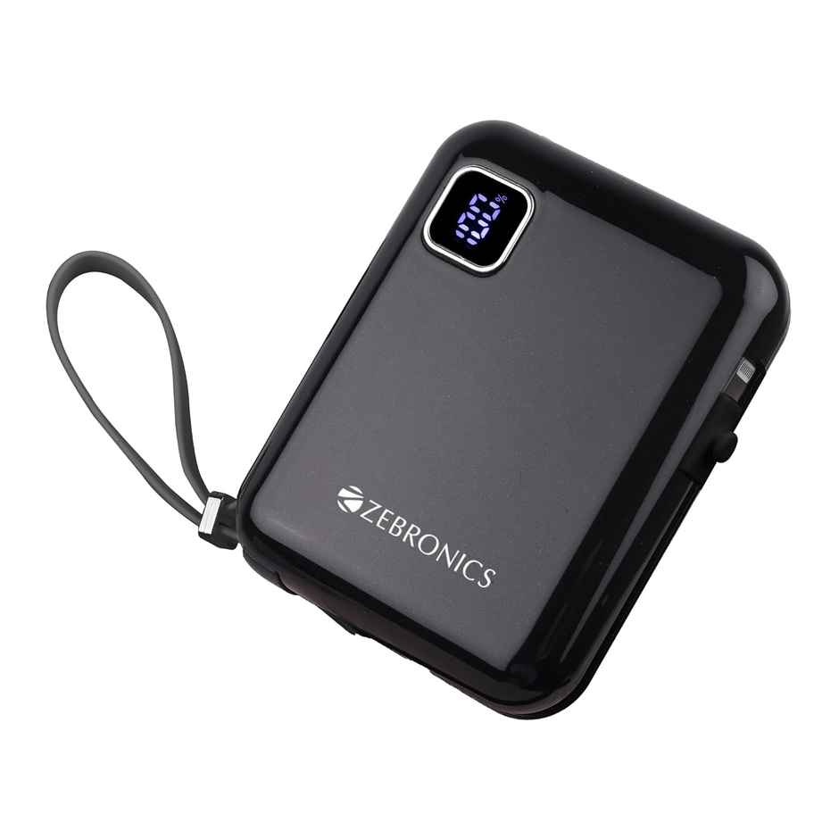 Zebronics MW64 Power Bank, 10K mAh, Rapid Charge, 22.5W Output, Type C Port (Black)