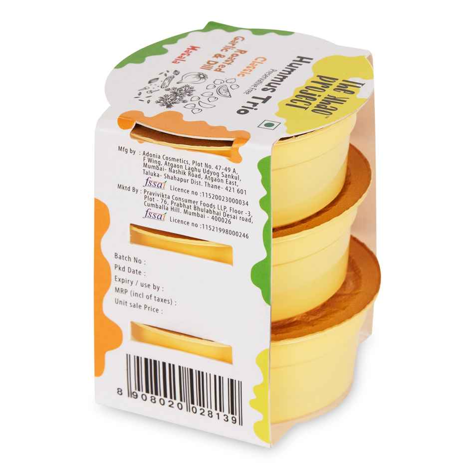 Lay'S Classic Salted Potato Chips(90gms) & The Khao Project Hummus Trio - Classic Roasted Garlic & Dill & Masala(150gms) Combo