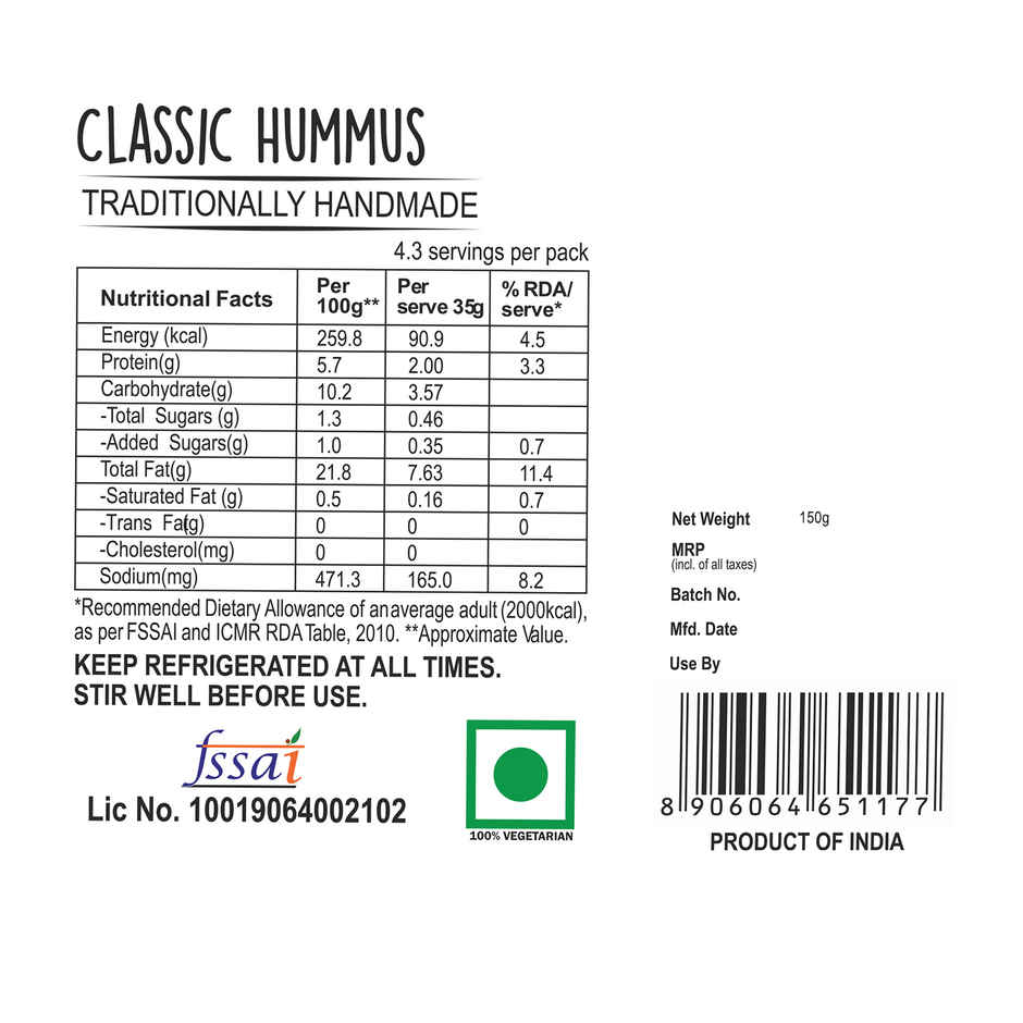 Wingreens Farms Classic Hummus | Hummus Dip