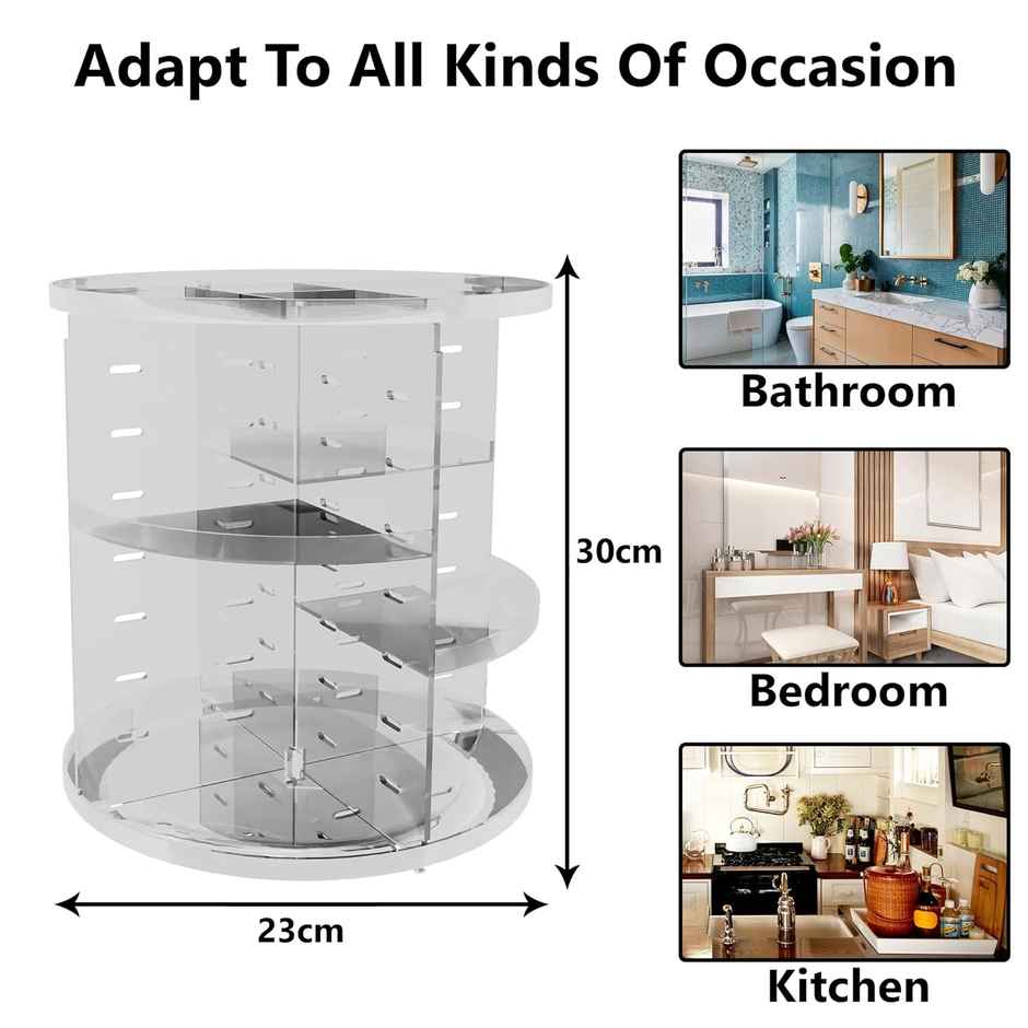 Kuber Industries Rotating Makeup Storage Organizer | 360 Tray | Transparent