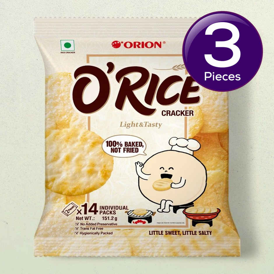 Orion O'Rice Cracker - Baked Korean Snack Plain Flavoured Crackers | Preservative-free and Trans Fat-free Combo