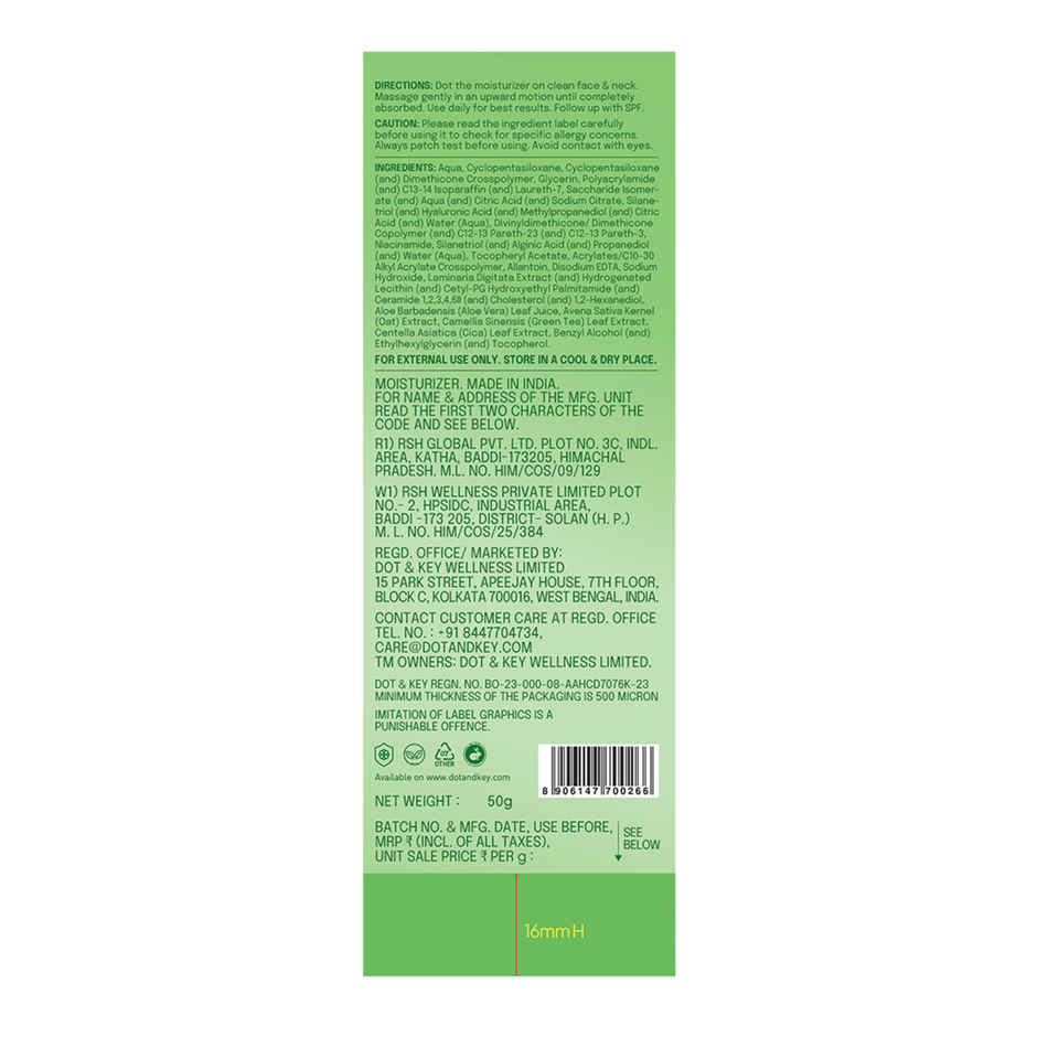 Dot & Key CICA + Niacinamide Oil-Free Moisturizer for Dark Spot, Oily, Sensitive & Acne Prone Skin