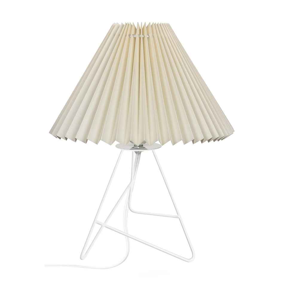 Homesake Retro Metal Table Lamp | Bedside Gift for Living Room & Home | Cream Pleated