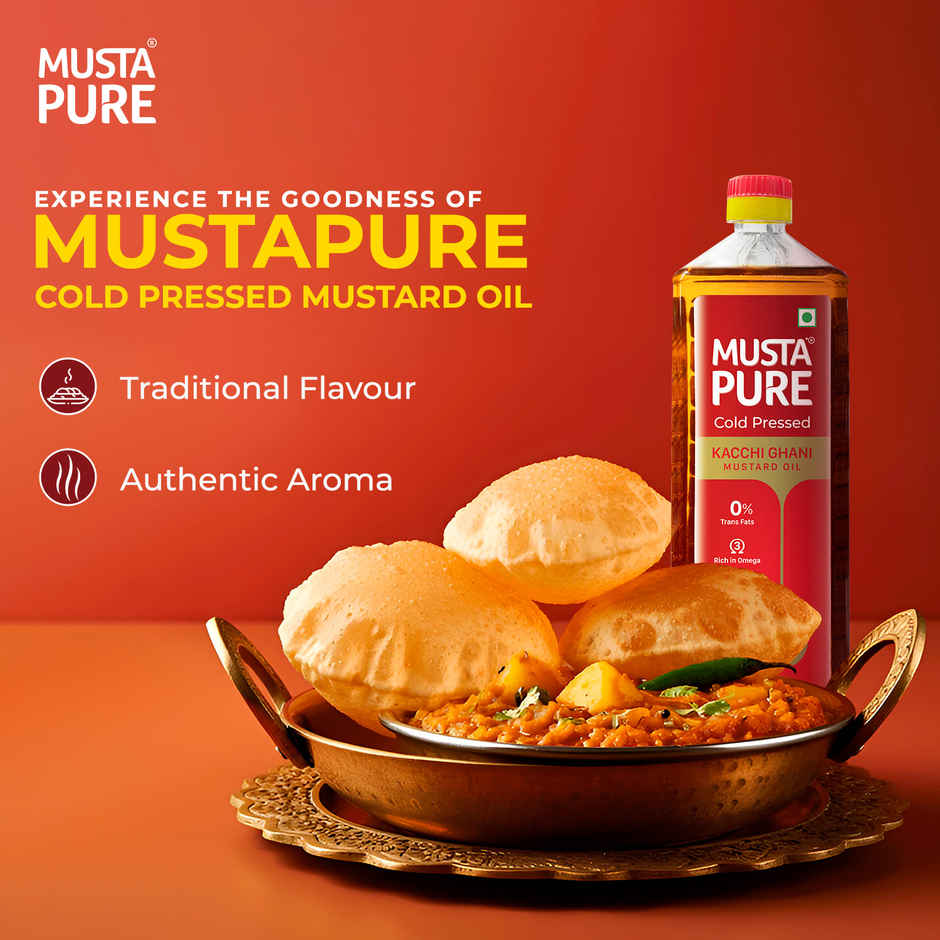 MustaPure Kachi Ghani Mustard Oil (Cold Pressed) | Pure & Natural | Cooking Oil | Bottle