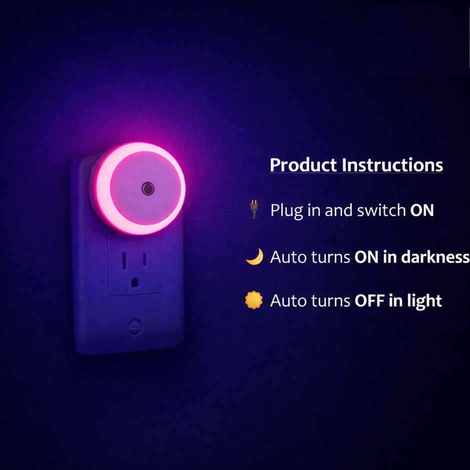 Festivora Smart Night Sensor Pink Light Bulb | Round Shaped | Auto ON in Dark, OFF in Bright