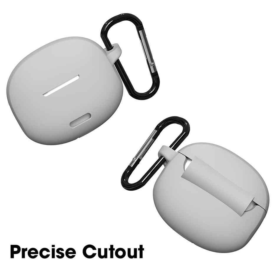 Sounce Earphone Case Cover Compatible for Boat Airdopes 170, Soft Silicone Skin Case Cover Shock-Absorbing Protective Case with Keychain-Grey