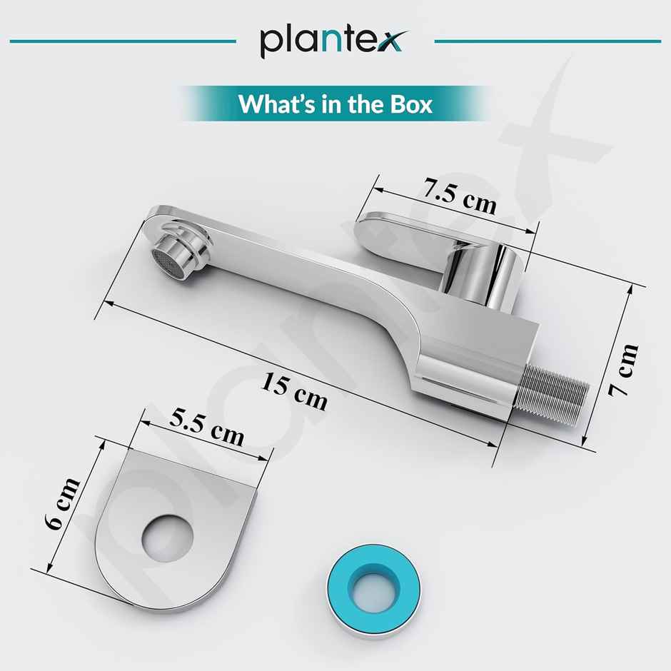 Plantex ORN-202 Brass Bib Cock Water Tap - Teflon Tape & Wall Flange (7 Year Warranty)