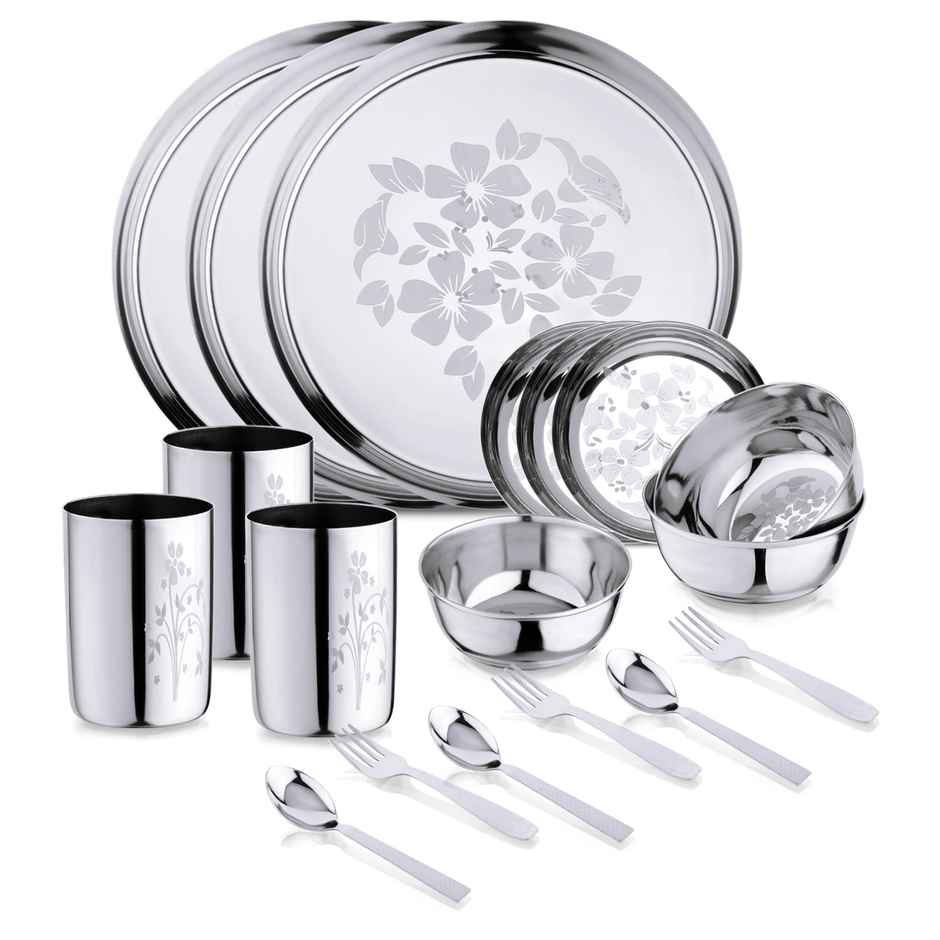 Limetro Steel Stainless Steel Dinner Set | 18 Pcs