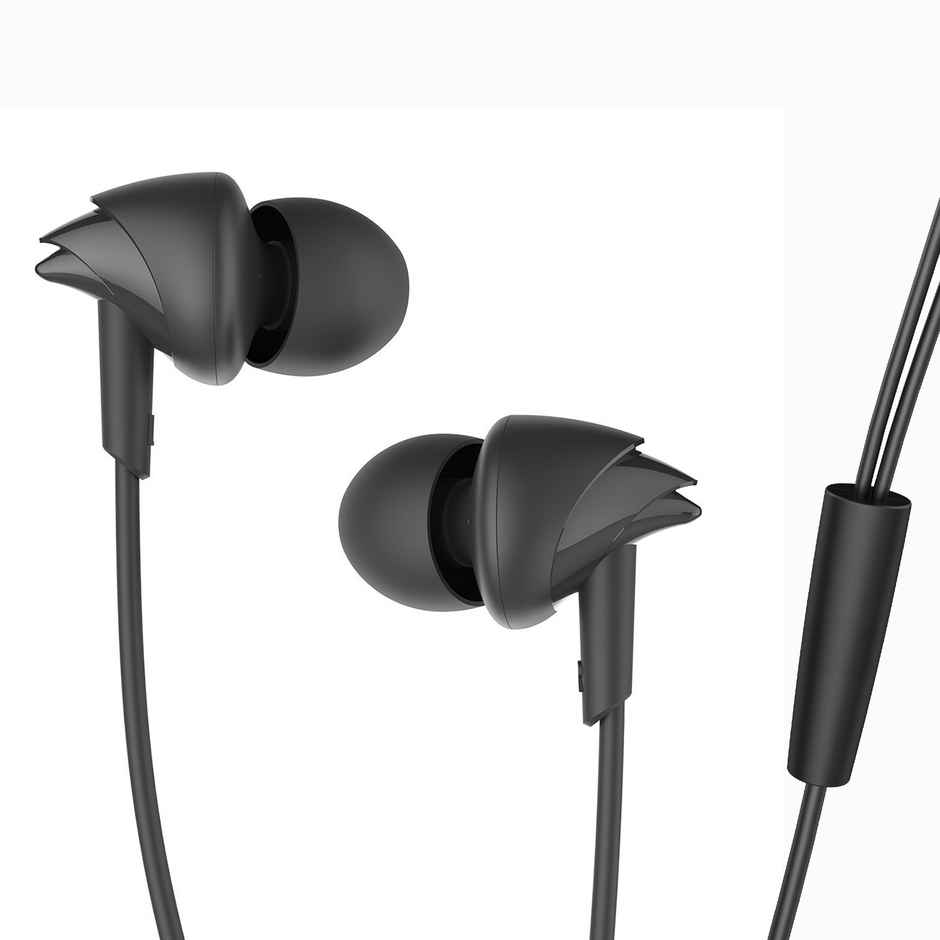 boAt BassHeads 100 Wired Earphones with Hawk Inspired Design, Super Extra Bass & Mic (Bold Black)