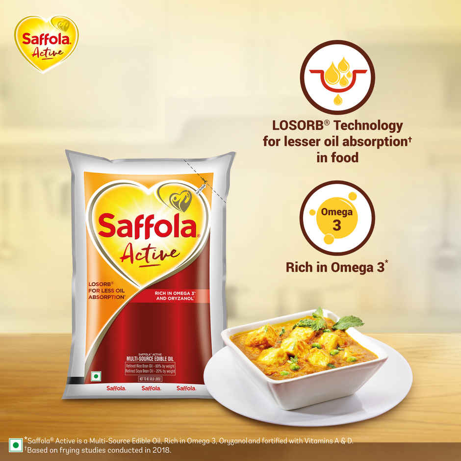 Saffola Active Rice Bran & Soyabean Oil | Rich in Omega 3 & Oryzanol