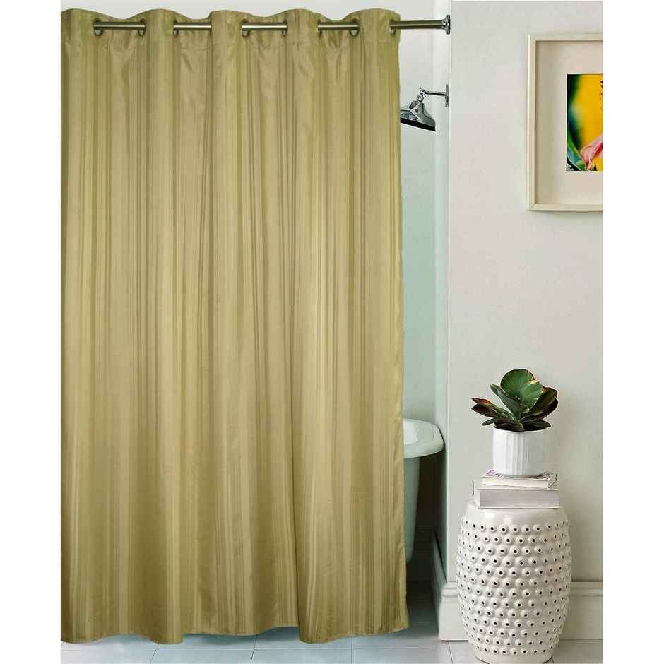 Lushomes Shower Curtain - Beige | Striped | Polyester | 10 Metal Eyelets | 6 x 6.5 ft