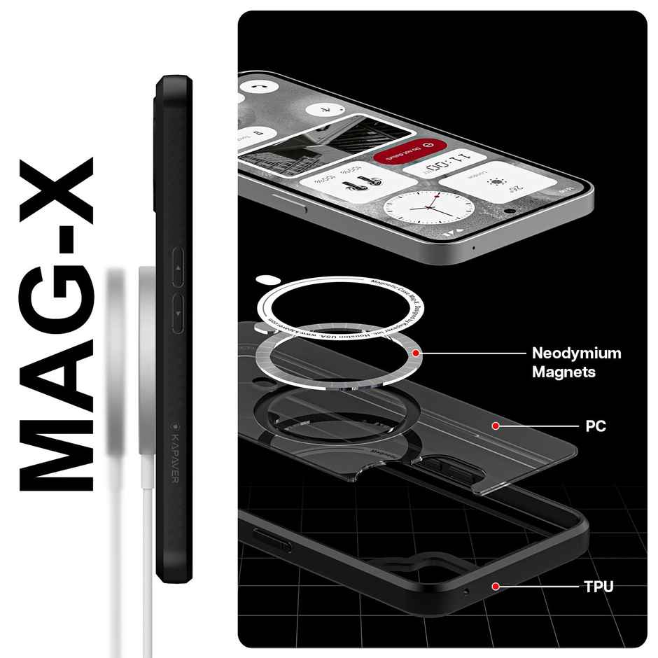 Kapaver Nothing Phone 2 Back Cover Case | Mag X - Black
