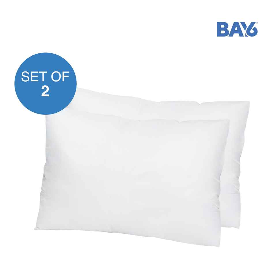 BAY6 Poly Fill Fiber Pillow | 60 x 40 cm | Set Of 2 - White