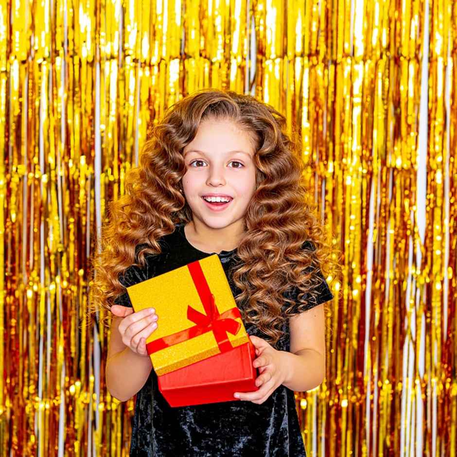 Party Propz Golden Foil Curtain | Pack of 2