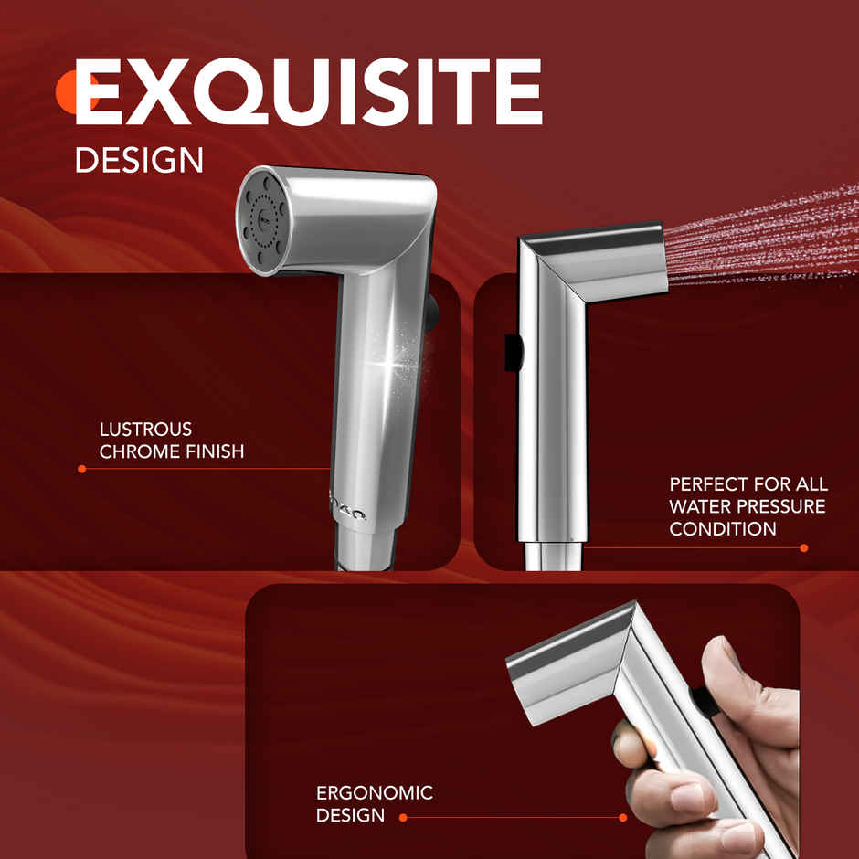 Lorazzo Duo Drift Health Faucet Jet Spray Set with 1-meter Hose Pipe | SS 304 | Wall Hook