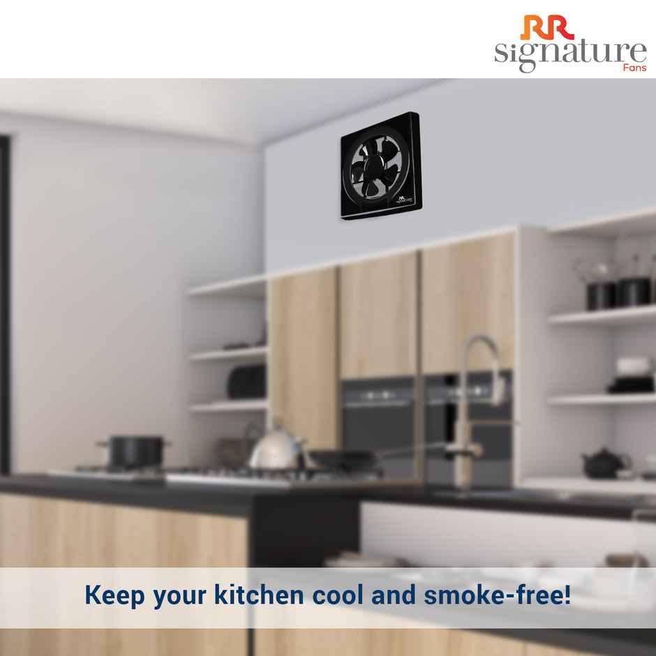 RR Signature Vento Deluxe Exhaust Fan, 150mm, Rust Proof Body and Dust Protection Shutters, Black