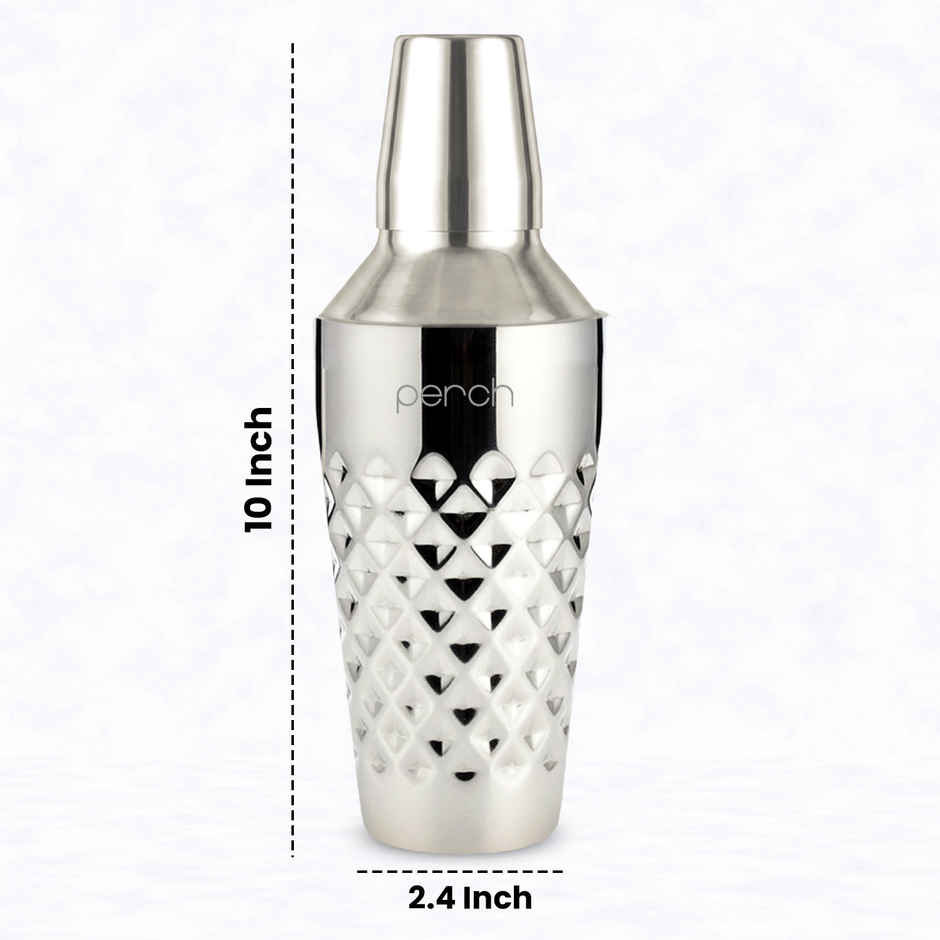 Perch Diamond Regular Cocktail Shaker | 750 ml | Stainless Steel | Silver