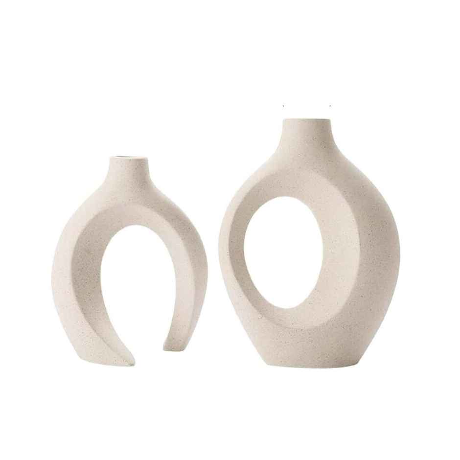 TIED RIBBONS Hollow Ceramic Vase Set | White