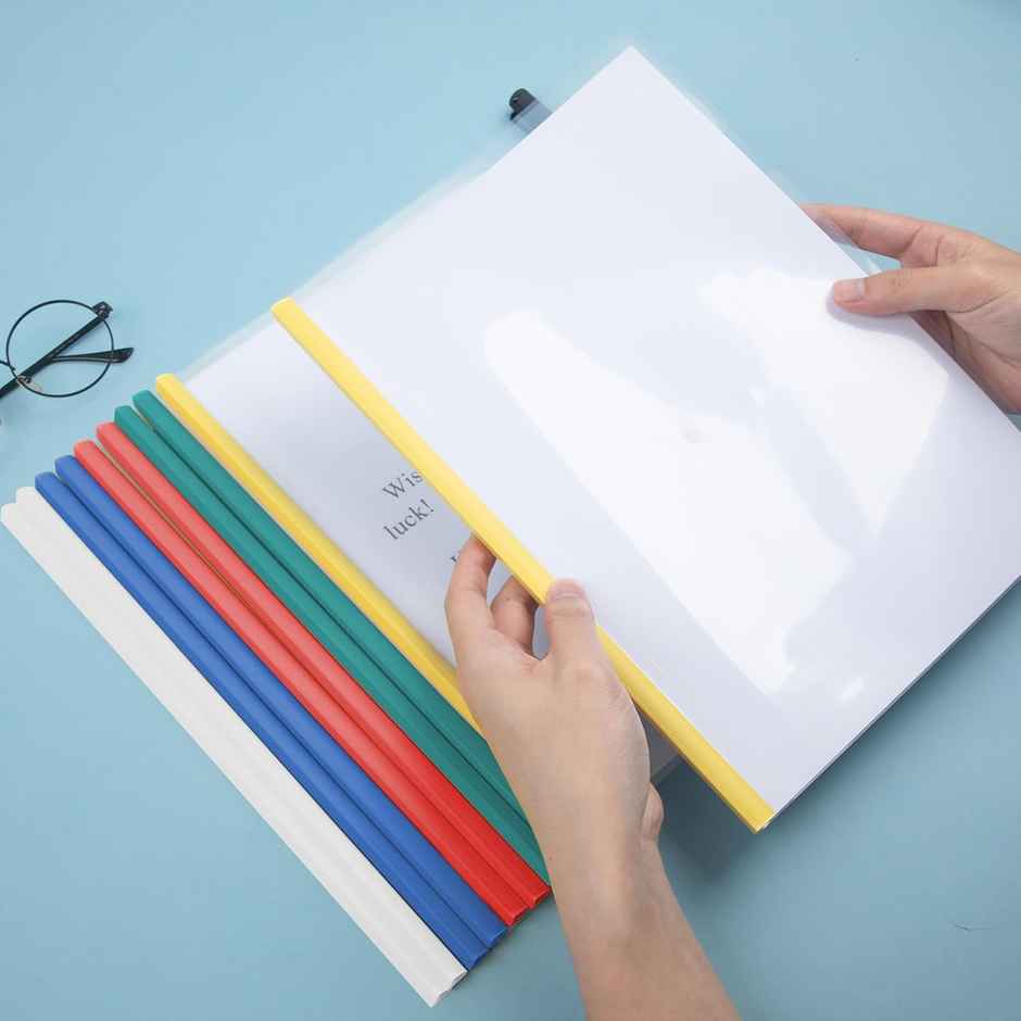Saya A4 Strip File Folder | Transparent Sliding Bar Report Cover | Pack of 10