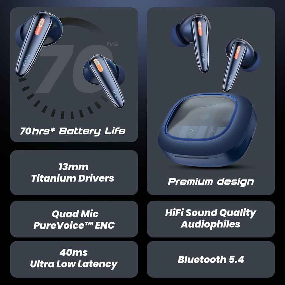 Truke Crystal Bass Earbuds - Cobalt Blue