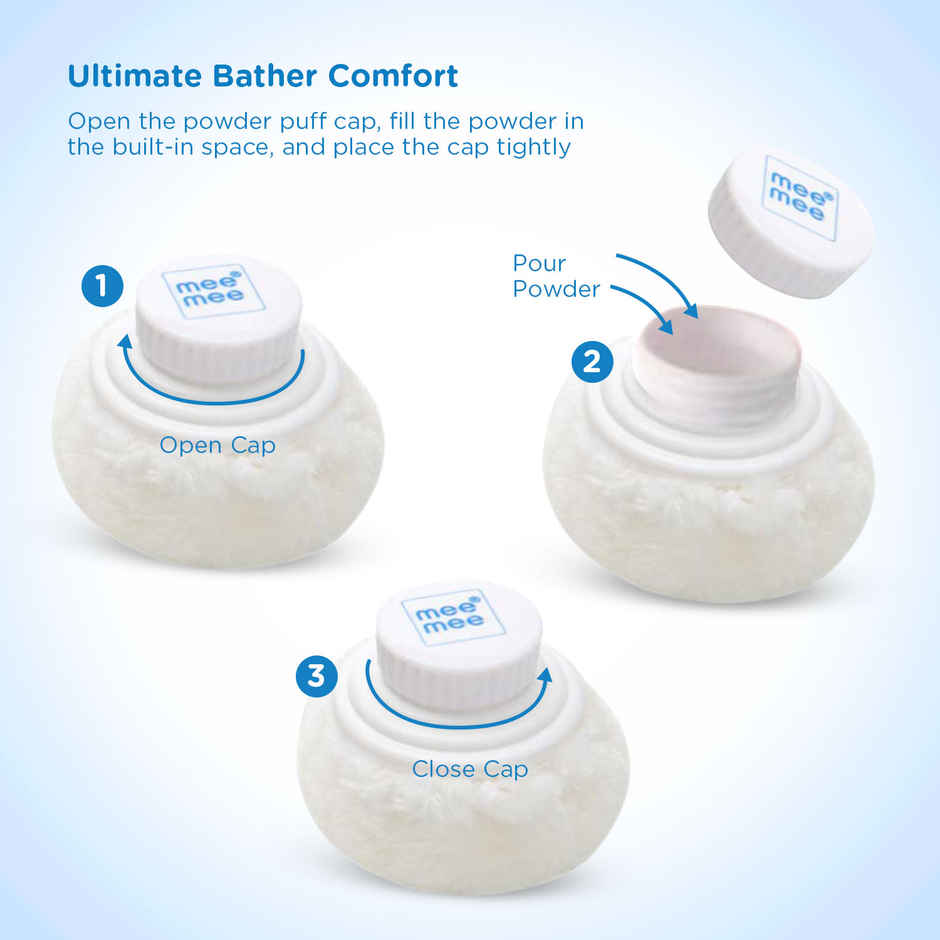 Mee Mee Soft Feel Powder Puff with Box Holder | BPA-Free | Blue