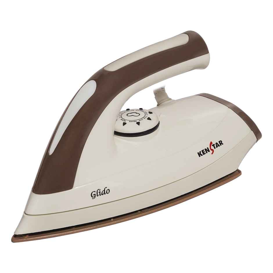 Kenstar Glido 1000 W Dry Iron Quick Heat Up, Anti Bacterial Dual Coated Soleplate-Ivory & Brown