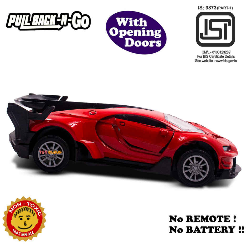 Toy Cloud 1:32 Bugatti Die Cast Metal Car Scale Model with Opening Doors Pull Back Cars Toys