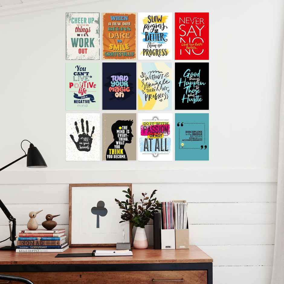 Paper Plane Design Motivational Wall Posters | Set of 12 | (29 cm x 21 cm) D36