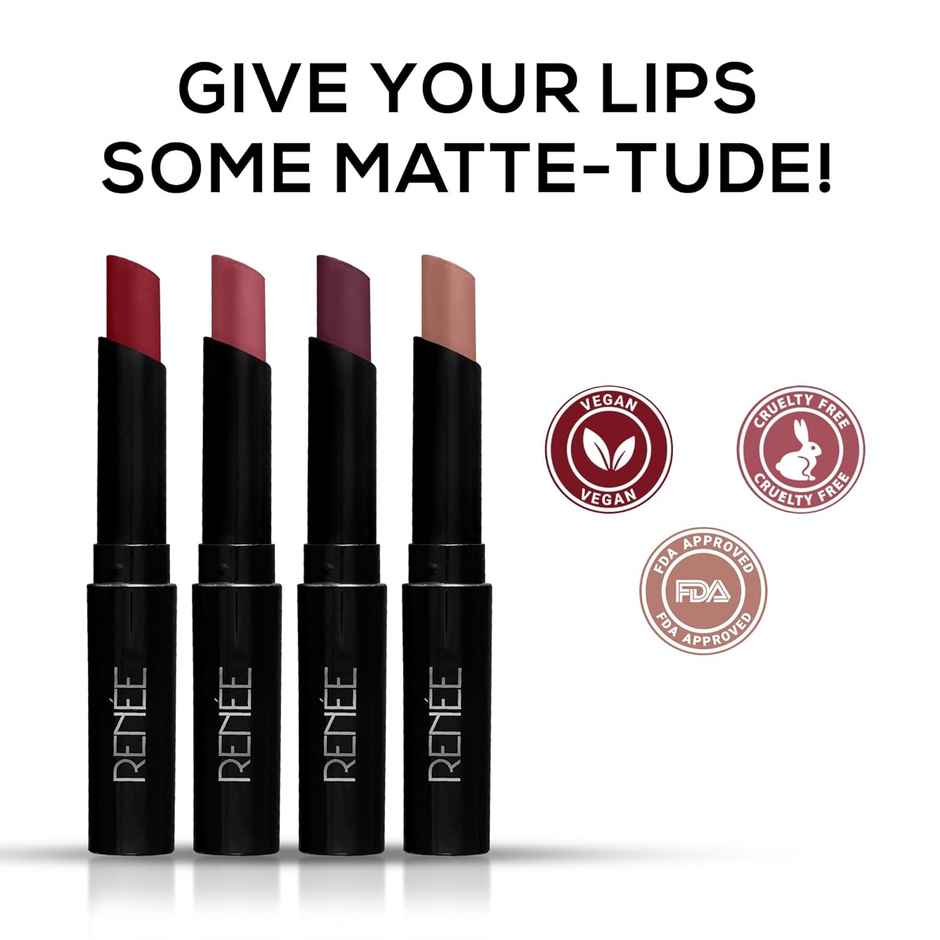 RENEE Very Matte Pack Of 4 Matte Lipsticks | Long-Lasting Color