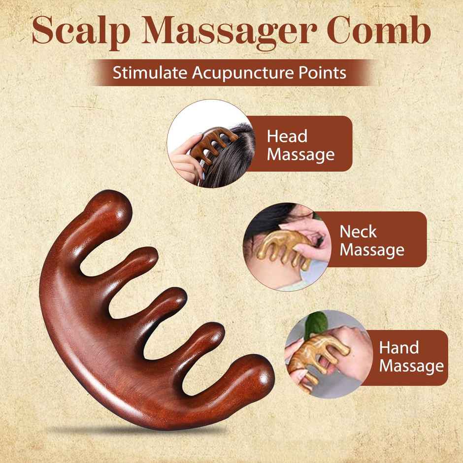 Bronson Professional Wooden Scalp Massager Comb Gua Sha For Hair Growth