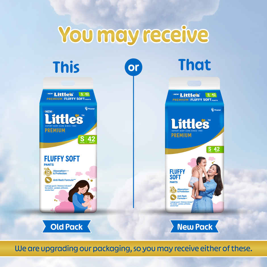 Little's Fluffy Soft Premium Baby Pant Style Diaper | S | Leakage Free | 42 pcs
